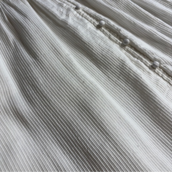 Quince Organic Textured Cotton Smocked V-Neck Midi Dress White Large - Picture 13 of 14